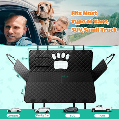 Dog Seat Cover- Non-Slip Dog Car Hammocks with Seatbelt Dog Car Seat Cover Waterproof and Scratch-Resistant Dog Car Back Seat Protection