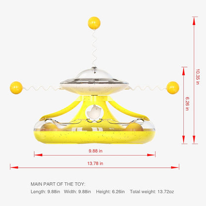 Cat Toy,Interactive Roller Tunnel Cat Toy with Cat Wand Toy for Indoor,Cat Food Dispenser with Toy Balls for Kitten Mental and Physical Motion Exercise (Yellow)