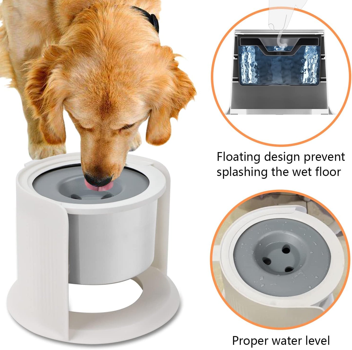LIDLOK Dog Elevated Water Bowl, 1.1 Gallon, Slow Feeder, No-Spill for Dogs, Stainless Steel, Adjustable Raised Stand, Floating Disk