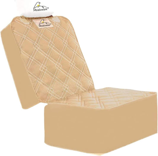 Premium Beige Dog Car Seat Cover - Universal Fit, Water Repellent, Durable & Nonslip with Free Seat Belt & Headrest Cover