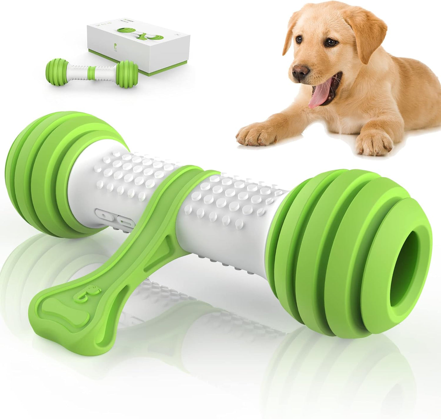Motion Activated Interactive Dog Bone Toy - USB Rechargeable Electronic Dog Toy for Medium & Large Dogs - Perfect for Boredom & Stimulation (Green)
