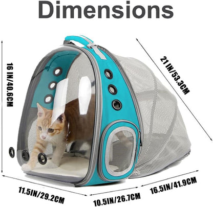 Cat Travel Backpack with Fan, Fit up to 12 Lbs, Space Capsule Astronaut Clear Bubble Window Pet Backpack for Kitten and Small Puppy Green
