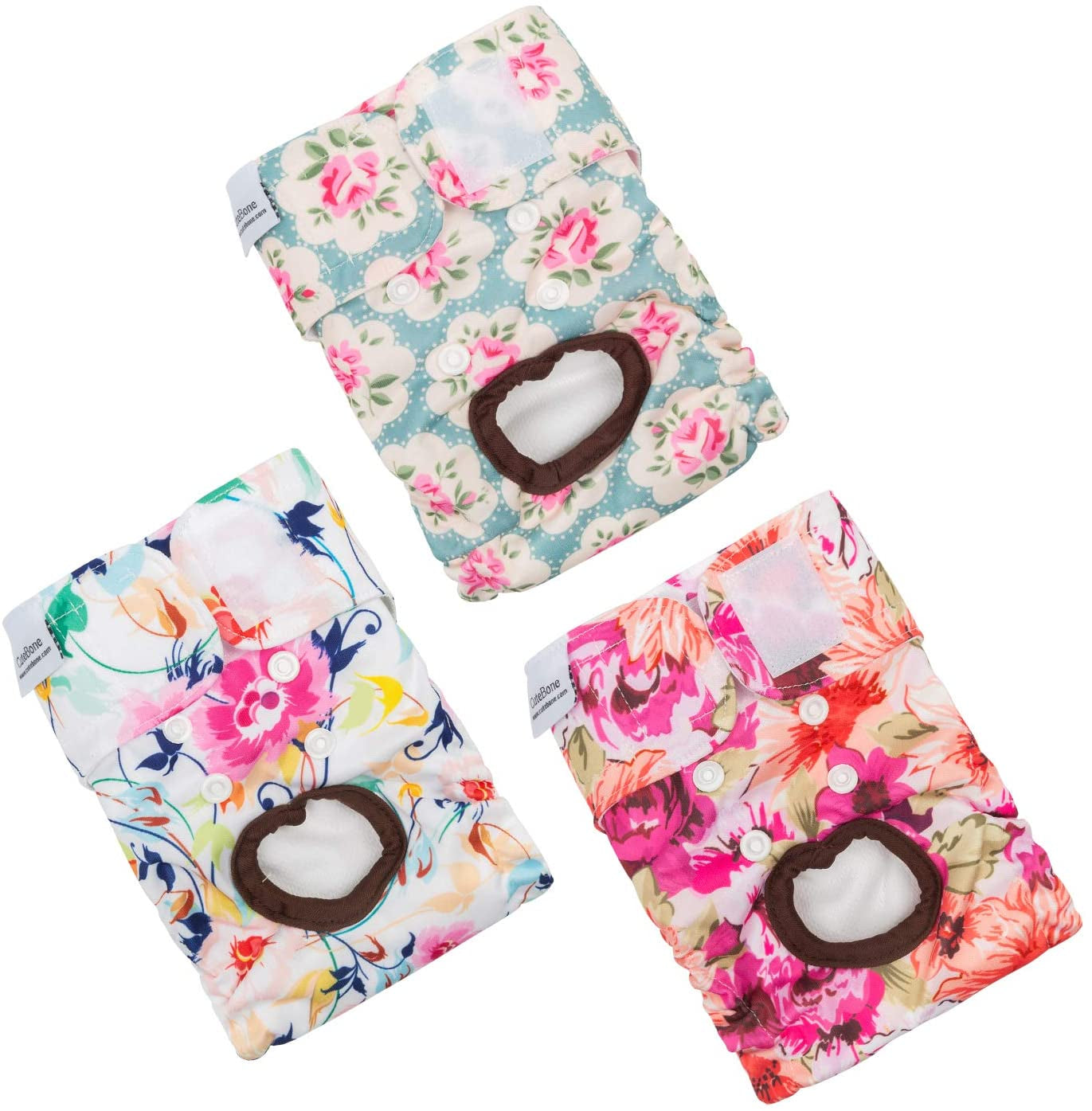 Reusable Female Dog Diapers - 3 Pack of Washable Puppy Period Pants for Small, Medium & Large Dogs - Perfect for Heat Cycle & Peeing Solutions