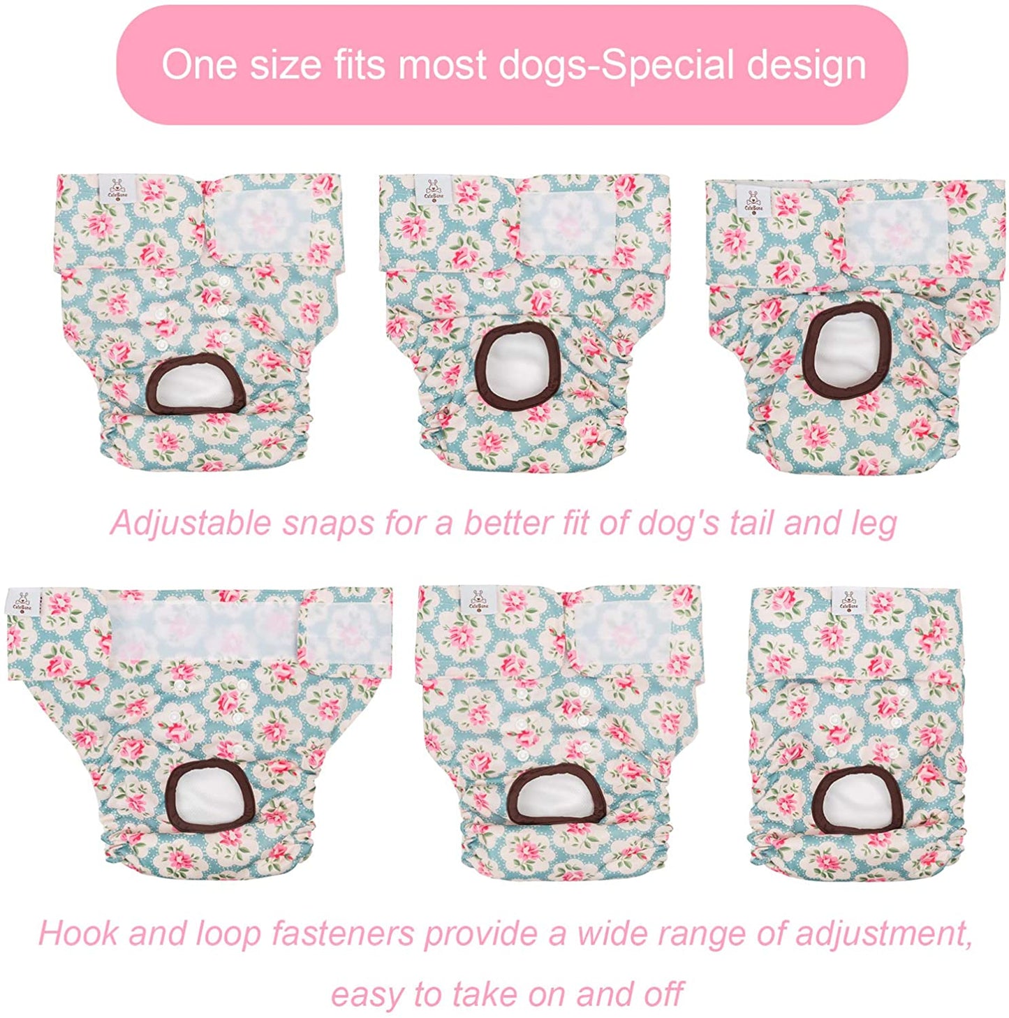 Reusable Female Dog Diapers - 3 Pack of Washable Puppy Period Pants for Small, Medium & Large Dogs - Perfect for Heat Cycle & Peeing Solutions
