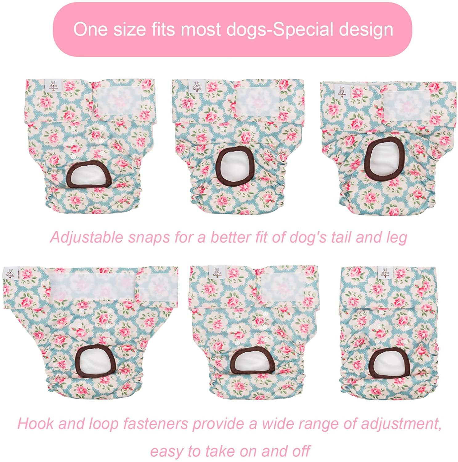 Reusable Female Dog Diapers - 3 Pack of Washable Puppy Period Pants for Small, Medium & Large Dogs - Perfect for Heat Cycle & Peeing Solutions