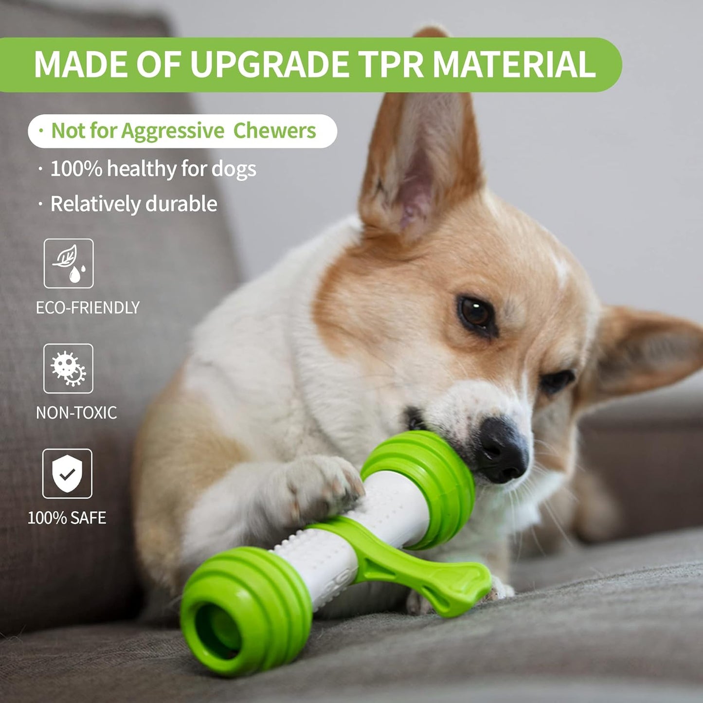 Motion Activated Interactive Dog Bone Toy - USB Rechargeable Electronic Dog Toy for Medium & Large Dogs - Perfect for Boredom & Stimulation (Green)