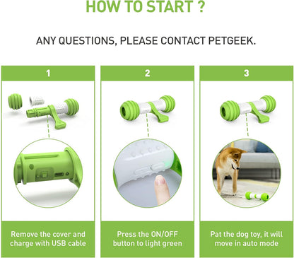 Motion Activated Interactive Dog Bone Toy - USB Rechargeable Electronic Dog Toy for Medium & Large Dogs - Perfect for Boredom & Stimulation (Green)