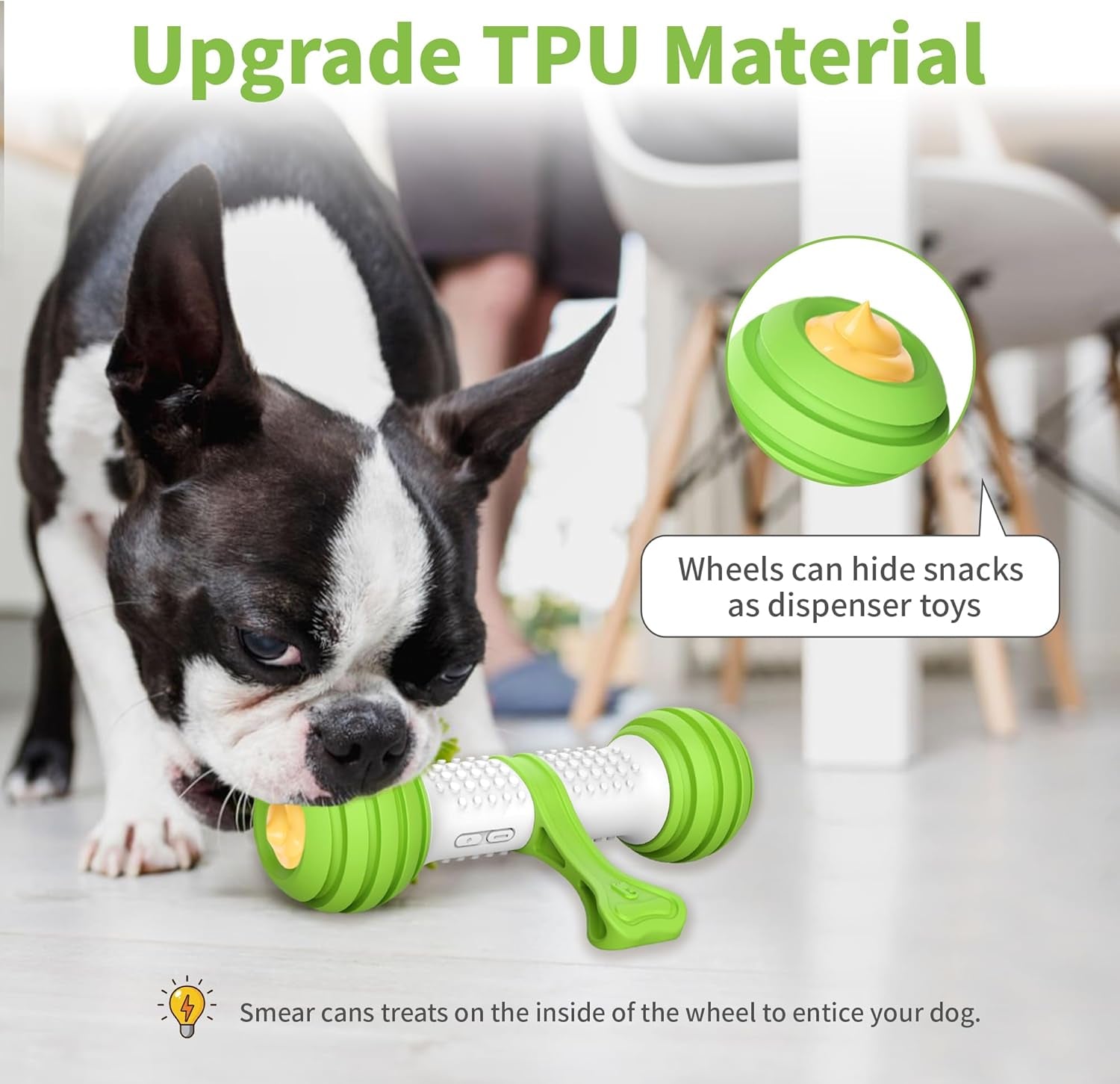 Motion Activated Interactive Dog Bone Toy - USB Rechargeable Electronic Dog Toy for Medium & Large Dogs - Perfect for Boredom & Stimulation (Green)