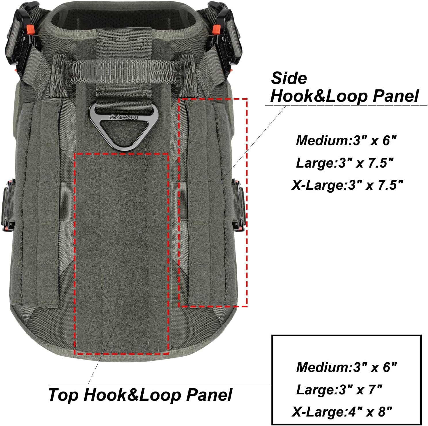 Durable Tactical Dog Harness with 4X Metal Buckle | No Pull Front Clip & MOLLE K9 Vest | Adjustable Harness for Large Dogs (L, 28"-35" Chest) - Green