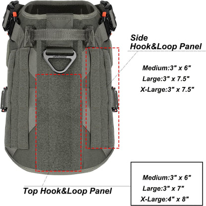 Durable Tactical Dog Harness with 4X Metal Buckle | No Pull Front Clip & MOLLE K9 Vest | Adjustable Harness for Large Dogs (L, 28"-35" Chest) - Green