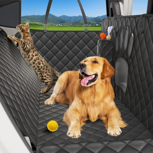 Dog Seat Cover- Non-Slip Dog Car Hammocks with Seatbelt Dog Car Seat Cover Waterproof and Scratch-Resistant Dog Car Back Seat Protection