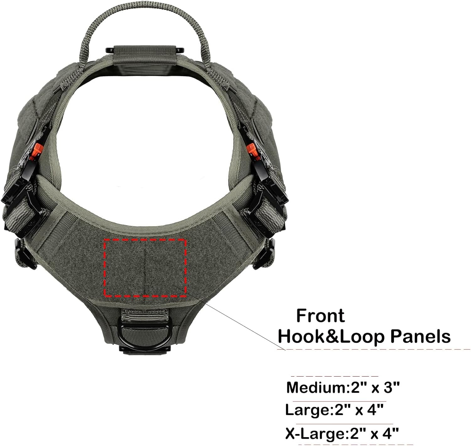 Durable Tactical Dog Harness with 4X Metal Buckle | No Pull Front Clip & MOLLE K9 Vest | Adjustable Harness for Large Dogs (L, 28"-35" Chest) - Green