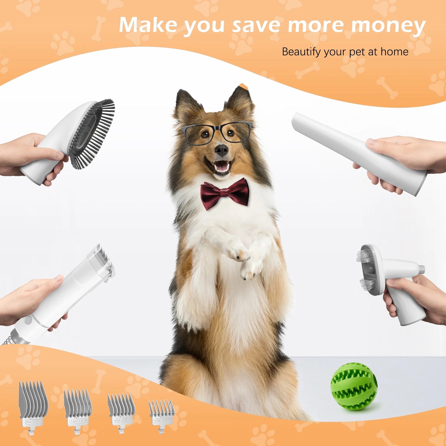 Dog & Cat Grooming Clippers Kit, Adjustable Corded Electric with Accessories (9 Pack)