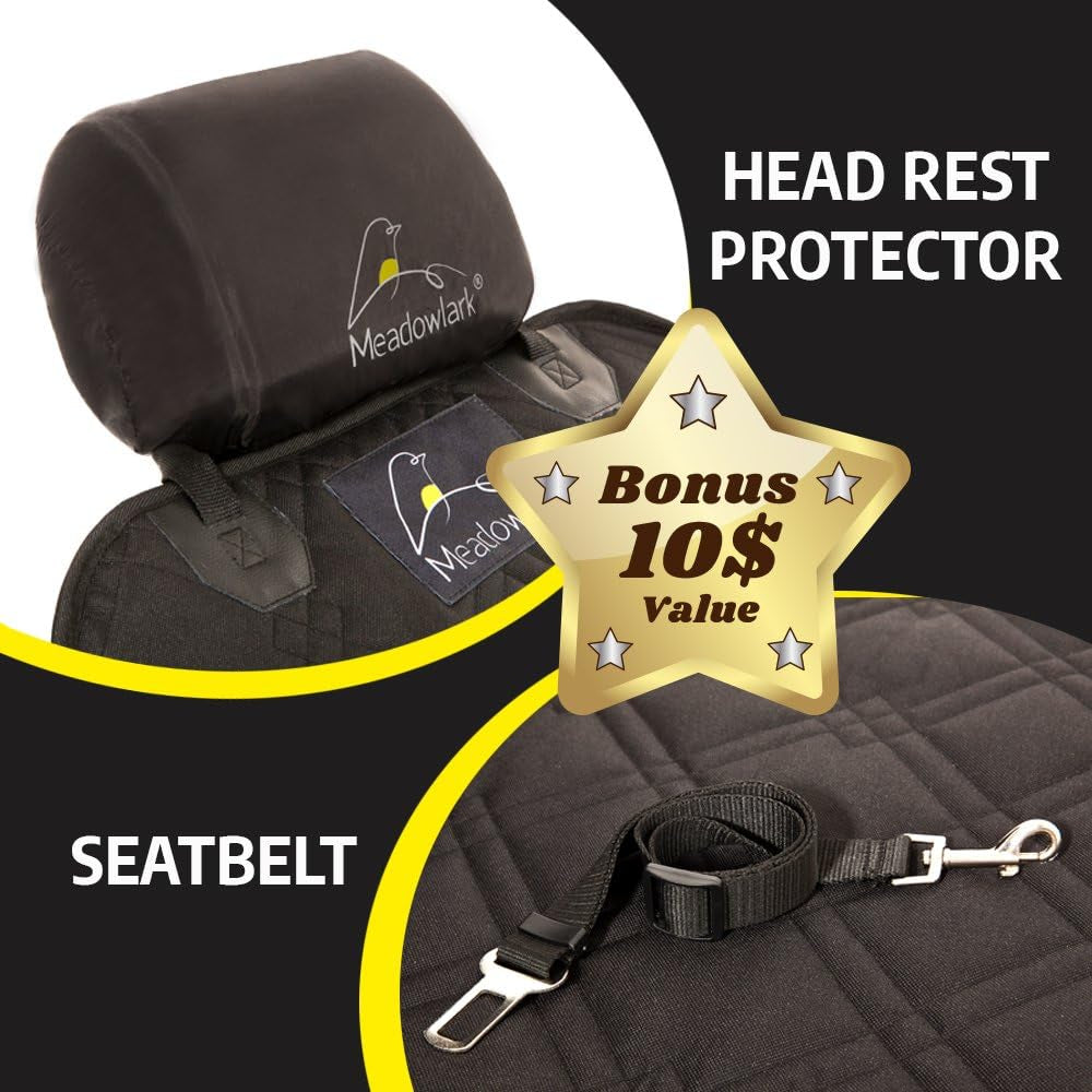 Premium Beige Dog Car Seat Cover - Universal Fit, Water Repellent, Durable & Nonslip with Free Seat Belt & Headrest Cover