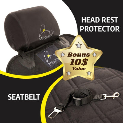 Premium Beige Dog Car Seat Cover - Universal Fit, Water Repellent, Durable & Nonslip with Free Seat Belt & Headrest Cover