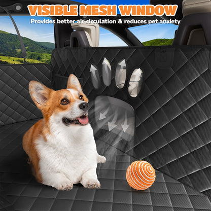 Dog Seat Cover- Non-Slip Dog Car Hammocks with Seatbelt Dog Car Seat Cover Waterproof and Scratch-Resistant Dog Car Back Seat Protection