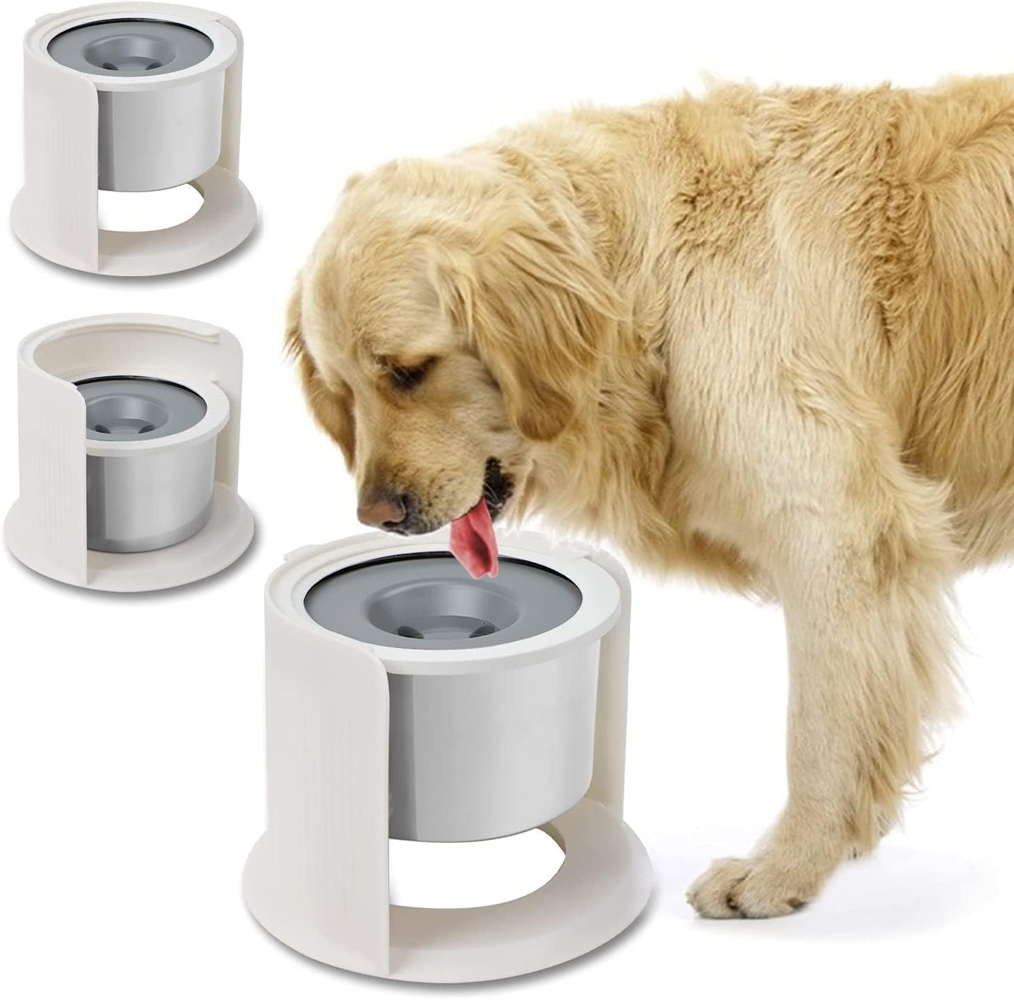 LIDLOK Dog Elevated Water Bowl, 1.1 Gallon, Slow Feeder, No-Spill for Dogs, Stainless Steel, Adjustable Raised Stand, Floating Disk